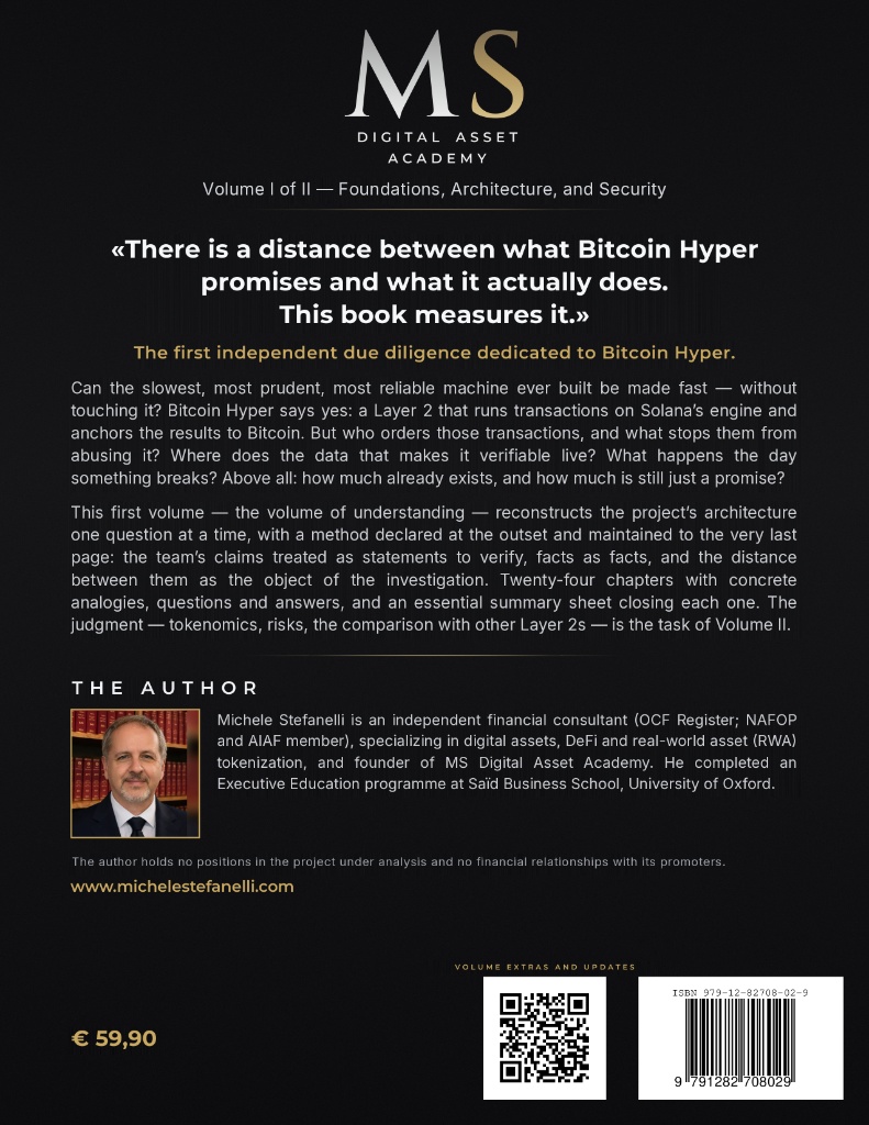 Michele Stefanelli 著《Due Diligence of a Layer 2 – The Bitcoin Hyper Case, Volume I》封底